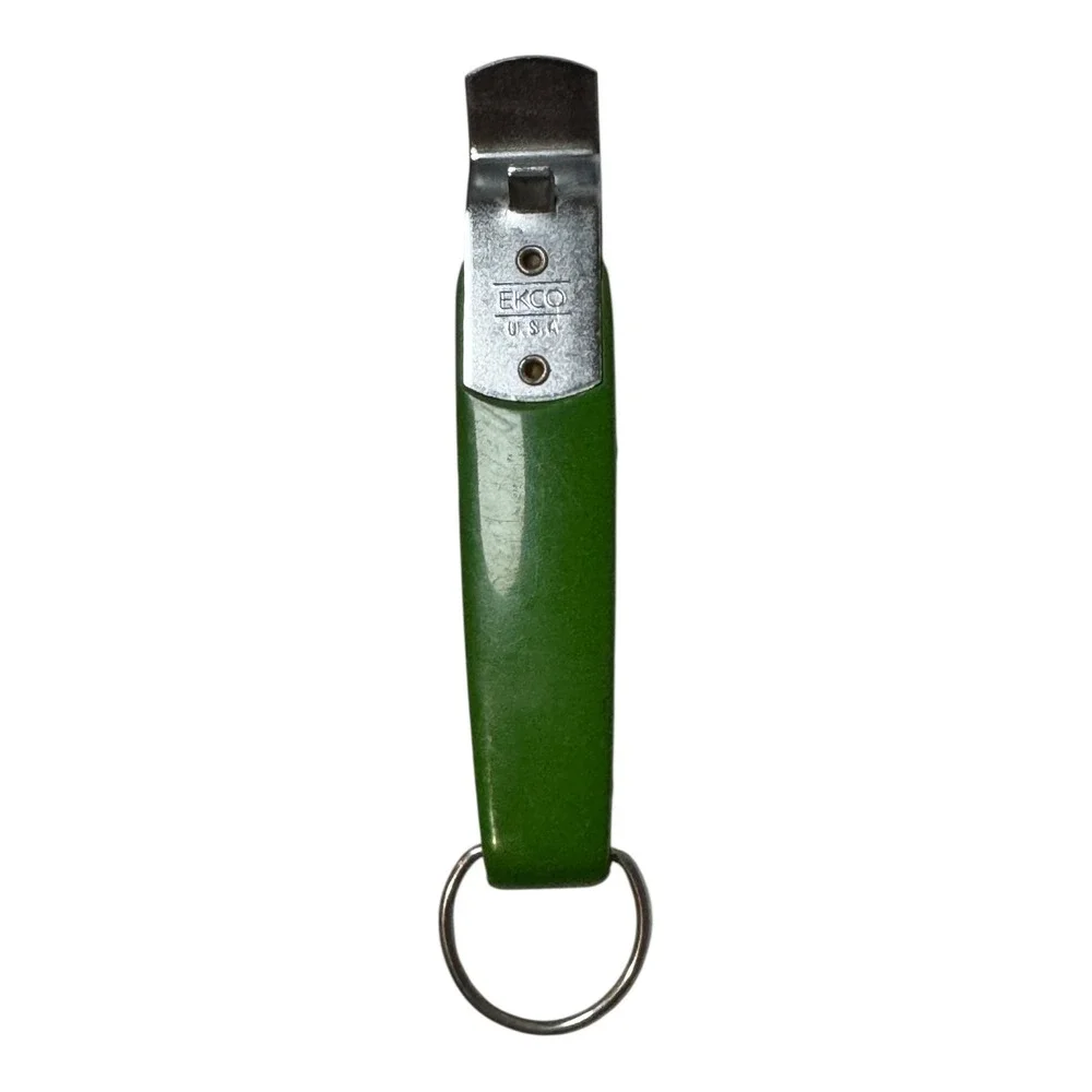 Vintage EKCO Can Bottle Opener Lime Green Retractable Corkscrew Multifunctional‎